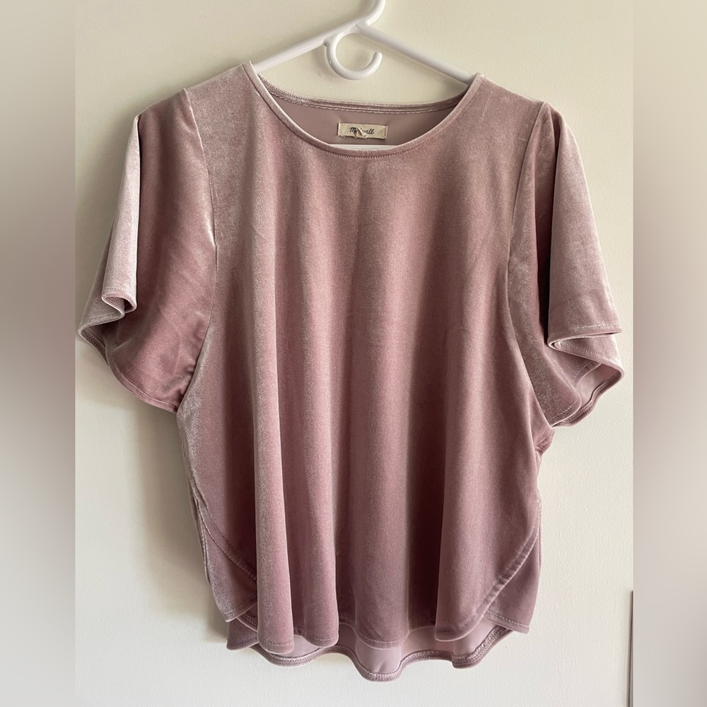 Madewell velvet short-sleeved shirt, size M